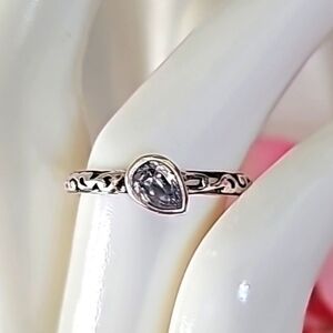 Silpada Sterling Silver Clear CZ Bella Fleur Stack Ring Size 8 R2464
